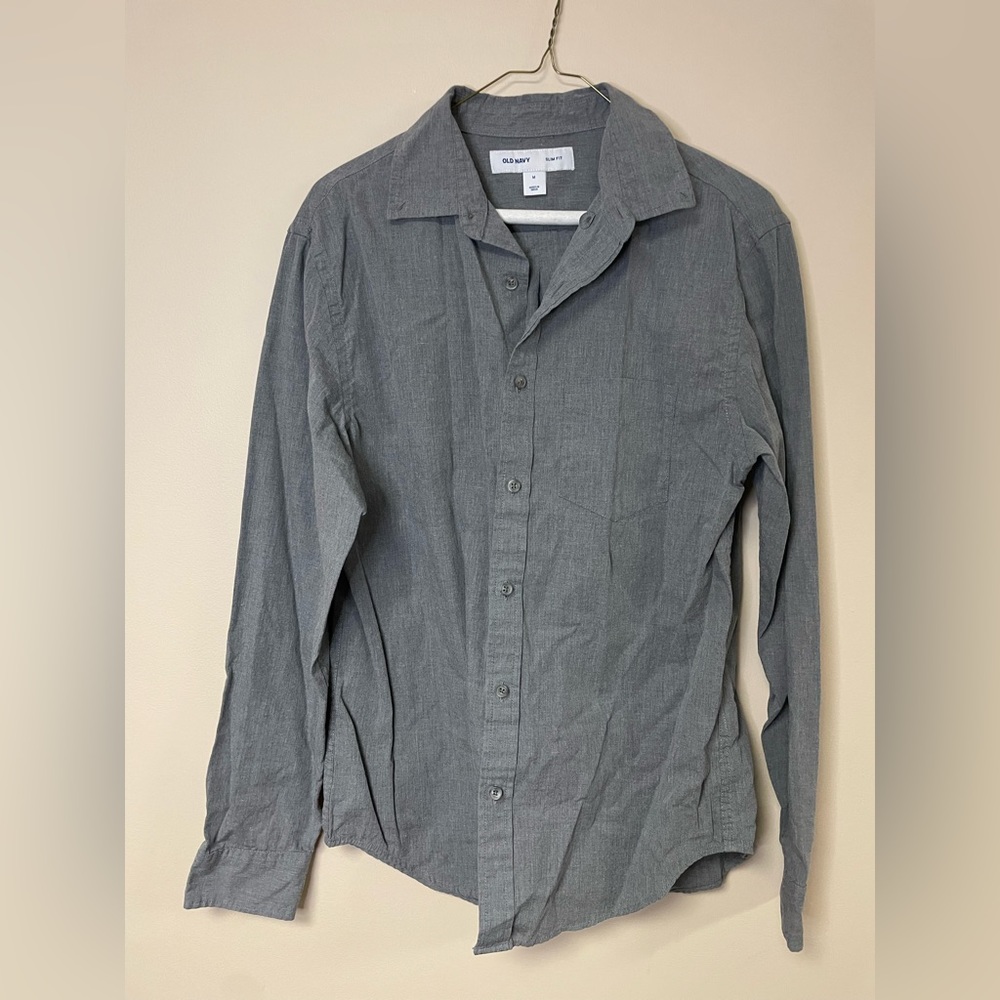Grey Slim Fit Button Up